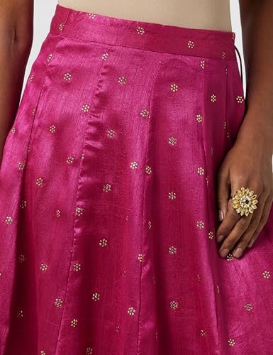 Image of BIBA Women Polyester Maxi Metallic Design Flared Skirt