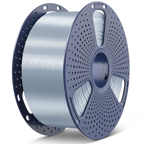 Image of SUNLU 3KG PLA+ Silk 3D Printer Filament, Large Spool(6.6lbs) Silk Filament 1.75mm, Dimensional Accuracy + /-0.02mm, 3KG /1 Spool, Silver