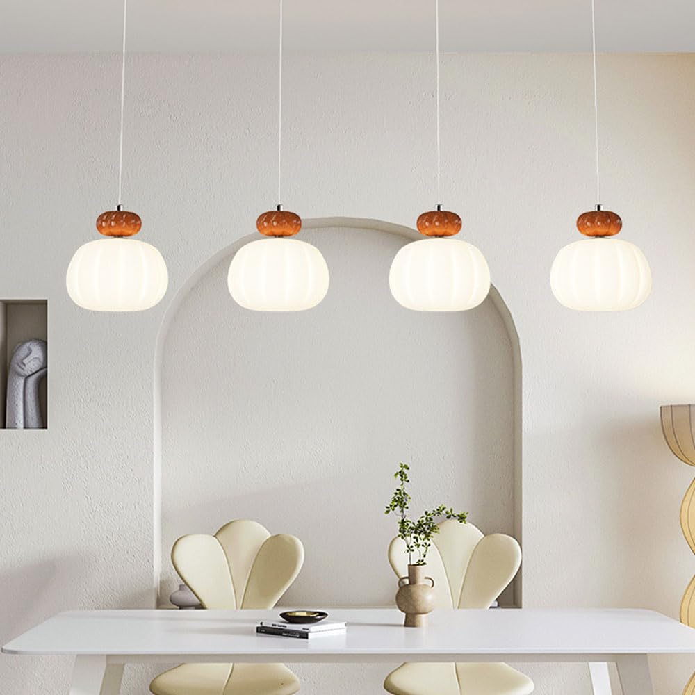 Französische Pendelleuchte im cremefarbenen Stil, kreative kürbisförmige Pendelleuchten, frei anhebbare Decken-Hängelampe, Innendekorations-Droplight für Schlafzimmer-Nachttisch