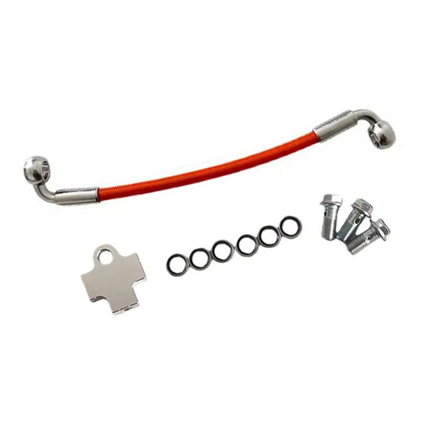 Motorbike Brake Line 90°-90° 10cm-500cm Motorcycle Hydraulic Brake Clutch Oil Hose Line Pipe 3 Way Adapter Connector M10X1.25 Accessories(120cm)