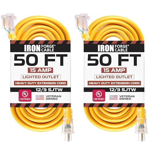 IRON FORGE 2 rallonges 50 pi 12/3 SJTW 15 AMP jaune