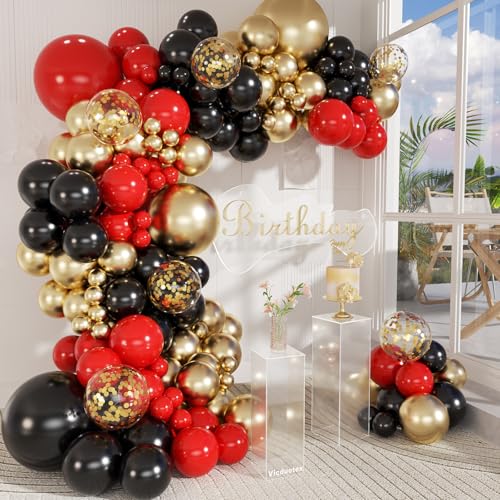 147pcs Red Black Gold Balloons Arch kit with Red Black and Gold Balloons