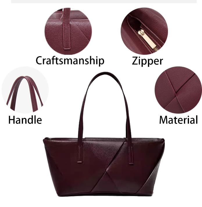 Geometric Fold - Patchwork PU Tote Bag Euro - Vintage Large - Capacity Full - Zipper Top - Handle Shoulder Purse2