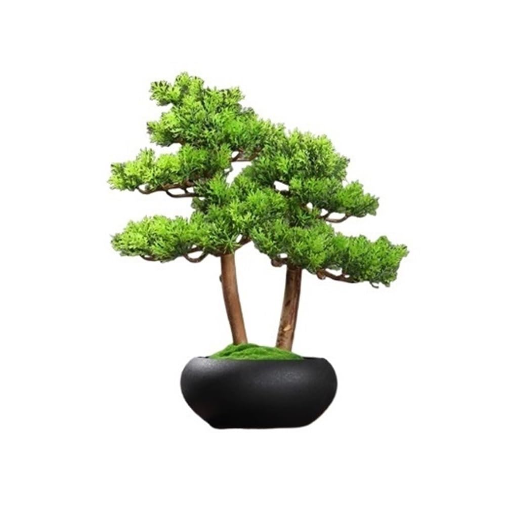 DFGHNBVC Artificial Plants Display Tree Chinese Feng Shui Artificial Bonsai Tree Ornaments Office Desktop Landscaping Fake Green Plants Decorative Book Shelf Decor Ornaments.Black