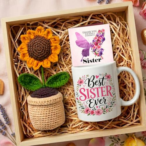 Image of TIED RIBBONS Rakhi Gift for Sister - Raksha Bandhan Return Gift for Girls Combo Set - Artificial Handcrafted Flower with Pot and Printed Coffee Mug (325 ml) and Greeting Card - Rakhi Gifts for Sister