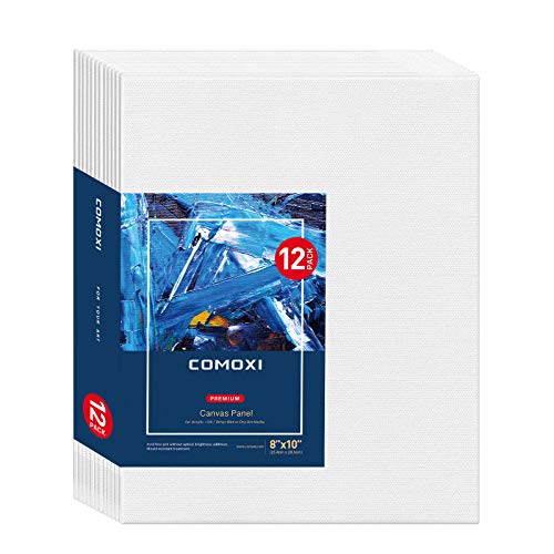 COMOXI Blank Canvas for Painting, 8Ã—10 inch, Canvas Panels for Acrylic Oil Painting, Painting Canvas Panels, 12 Pack Artist Canvas Value Pack
