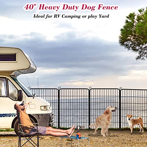 Jhsomdr Heavy Duty Dog Pens Outdoor Dog Fence Dog Playpen For Large Dogs, 40"Dog Kennel Outdoor Pet Playpen With Doors 14 Panels Metal Exercise Pens Puppy Playpen Temporary Camping Fence For The Yard #TOP1