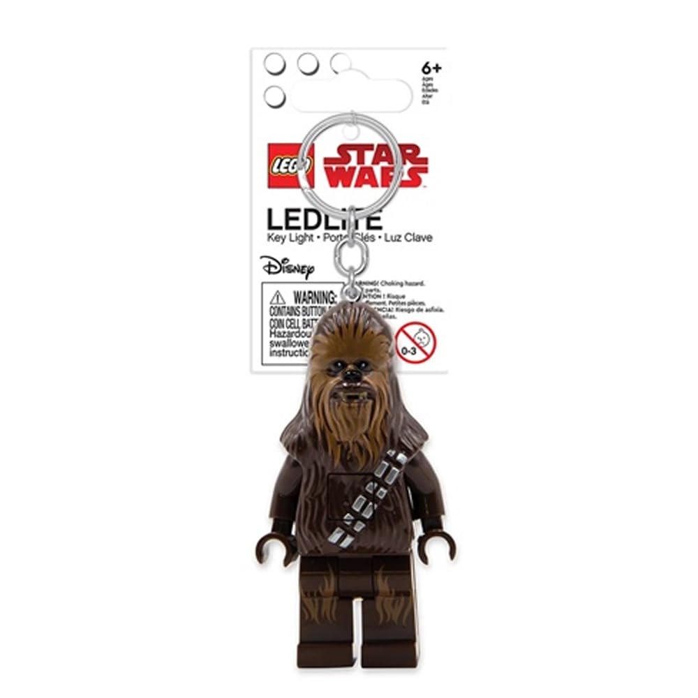 Lego Star Wars Chewbacca Light Keyring - Gifts for Children - Figure Height 76mm (KE100H) - 2 CR2025 Batteries Included