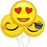Smile, Love, Too Cool Assorted Emoji Mylar Balloon 3pk