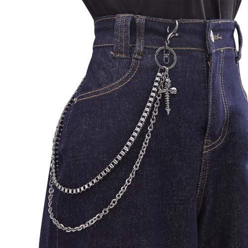 Image of Gothic Pants Chain Wallet Keychain Edgy Punk Hip Hop Waist Accessory for Jeans, Streetwear, and Rebel Women Men