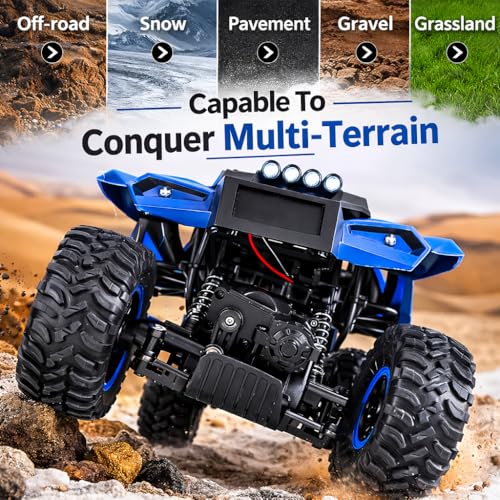 Image of 6WD RC Off-Road Rock Crawler Truck for Kids & Adults | 2.4GHz Remote Control All Terrain Car with High Grip Tires, Dual Spare Wheels & Shock Absorption | Durable Racing Toy