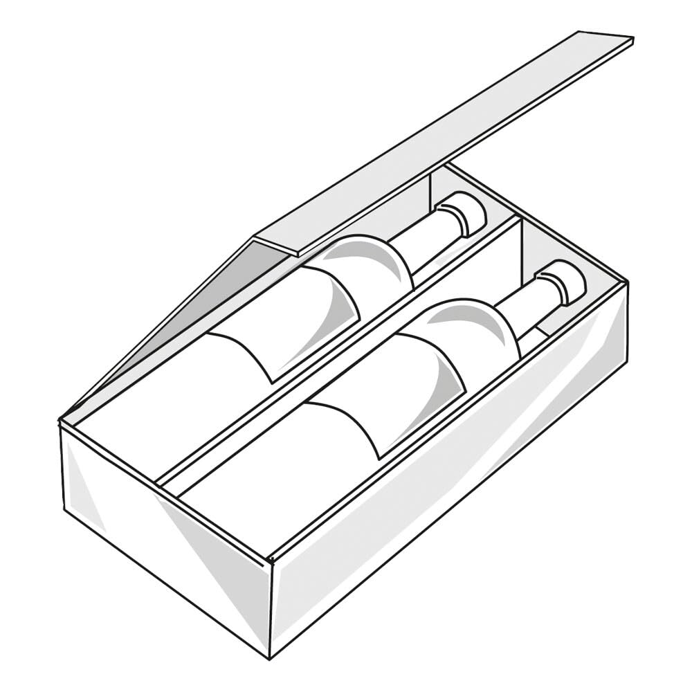 2er Weinkarton, Geschenkkarton Passepartout, Schwarz, 36 x 18 x 9 cm, 25 Stück