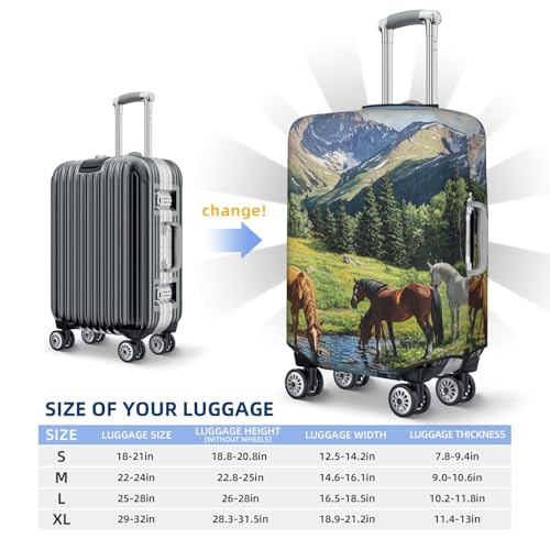 Luggage Cover Elastic Suitcase Cover Protector Mountain Pasture Horses Luggage Covers Travel Suitcase Covers Carry On Luggage Sleeve Suitcase Baggage Cover for Adult Travel2