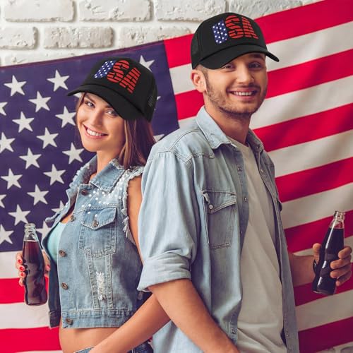 Image of Hercicy 10 Pcs 4th of July Hats American Flag Hat Patriotic Hat Bulk 250th Anniversary USA Mesh Trucker Caps for Men Women