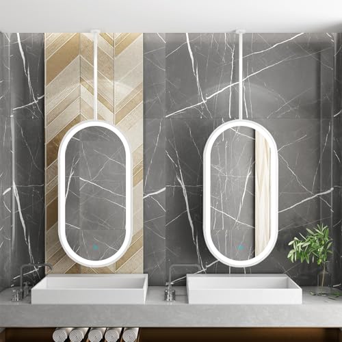 Miroir de salle de bain avec tige de suspension et LED variable - 8