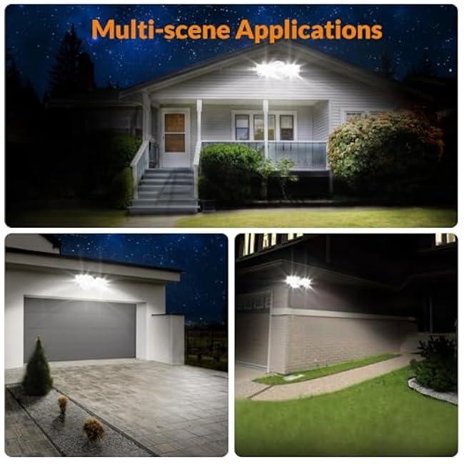 LEPOWER 2 Pack 28W LED Flood Light Outdoor, 3000LM LED Security Light with 2 Adjustable Heads, Switch Controlled Exterior Outdoor Security Light, 5500K, IP65 Waterproof for Garage, Yard, Patio