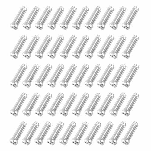 Terminales de Plata, Tapa de Cable de Freno para Bicicleta, Casquillos Metálicos, 50 Piezas