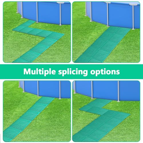 16 Bodenmatten für oberirdischen Pool, rutschfeste Matte aus Kunststoff, hohl, Puzzlematte, für Badezimmer, Terrasse, Garten, Außenbereich (quadratisch, 25 x 25 cm)