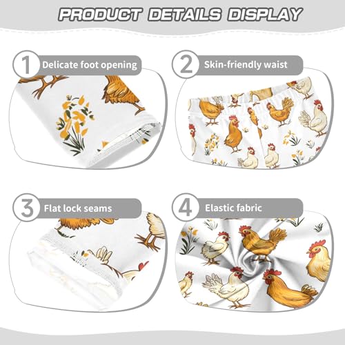 Rooster Hen Chicken P Girls Leggings Athletic Pants Tights Stretch Bottom3