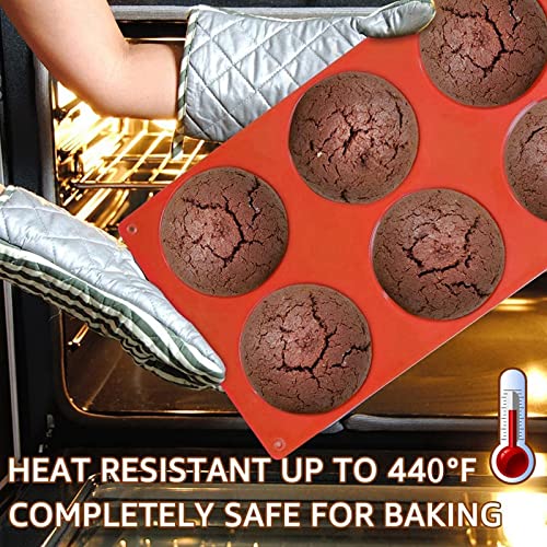 Silicone Texas Muffin Pan Set- 6 Cup Jumbo Silicone Cupcake Pan, Non-Stick Silicone, Just Pop Out! Perfect For Egg Muffin, Big Cupcake - Bpa Free And Dishwasher Safe, Set Of 2 #TOP2