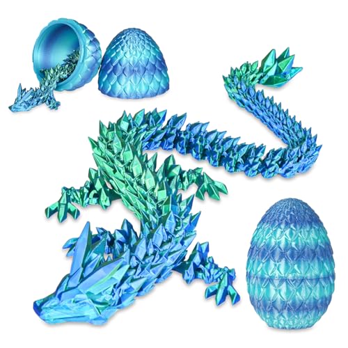 Überraschungs-Drachenei mit Drache im Inneren Geschenke für Kinder und Erwachsene 3D-gedrucktes Fidget-Spielzeug perfekt für Weihnachten Ostern Geburtstage Deko Stressabbau(Meeresblau, Mittel)