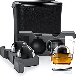 TINANA Clear Ice Ball Maker, 2.5” Crystal Clear Ice Cube Tray Make 2 Large Sphere Ice Balls for Whiskey Cocktails & Bourbon, Gifts for Men
