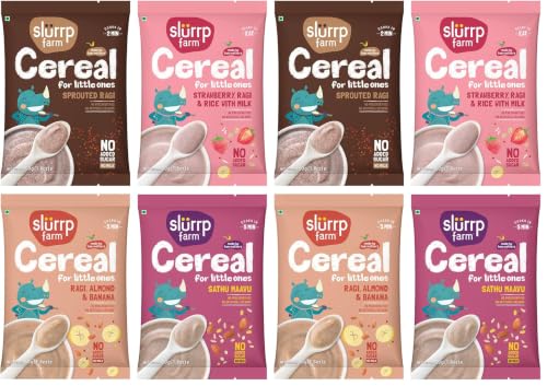 Image of Slurrp Farm Ragi Trial Pack Combo, No Added Sugar No Salt, Rich in Calcium, Easy for Digestion, 50g each (Pack of 8)