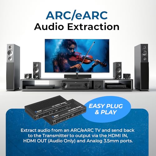 Image of OREI 8K HDBaseT 3.0 HDMI KVM Extender, Loop Out, USB 2.0 RS-232 PoC HDR10+ | 4K 120Hz HDMI Extender, 4K 120Hz HDMI Over Ethernet, eARC /ARC, 40Gbps FRL, Dolby Vision, VRR, ALLM