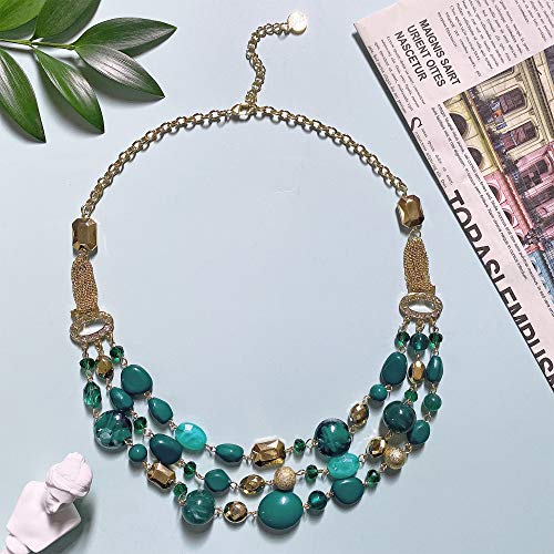 COIRIS New Multi Layer Beads Statement Gold Chain Necklace for Women2