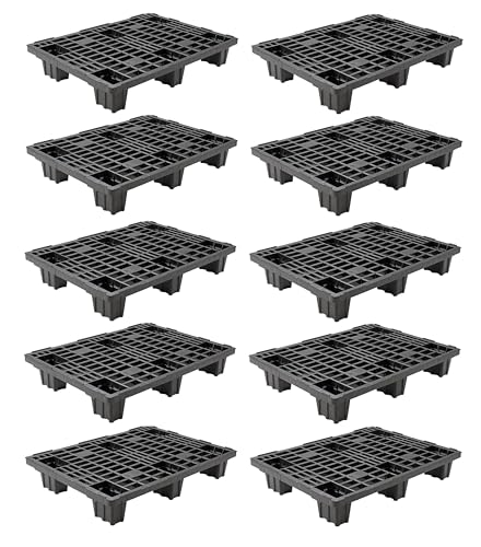 Catolo 10x Leichtpalette Halbpalette, 80 x 60 cm, Schwarz, Industriepalette mit Gitterstruktur Kunststoff halbe Plastik Palette 80x60 10 Stück