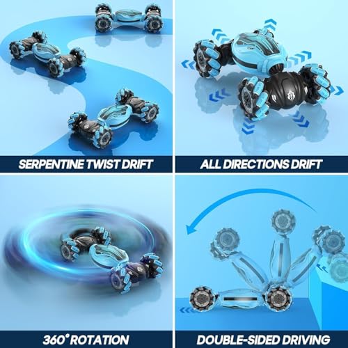 Image of Remote Control Go Kart Racing Cars Set, 2.4GHz Rechargeable RC Bumper Cars with LED Lights, Red and Blue, 2-Pack, with Ejecting Drivers, (Stunt Hand Gesture RC)