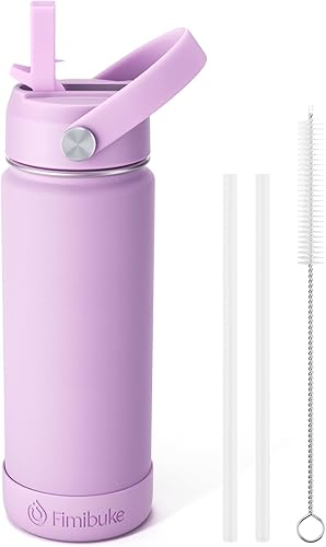 Miniatura 1 de Fimibuke Botella de Agua Aislada para Niños, 18 onzas, sin BPA, de acero inoxidable 188, vaso para niños con pajita, vaso de viaje de doble pared al
