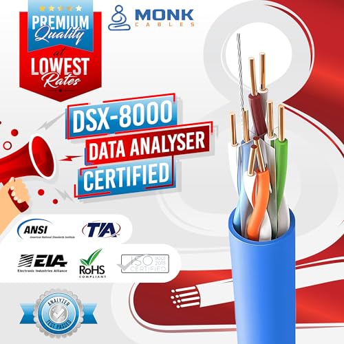 Cable MONK CABLES CAT6 Riser 1000 ft Azul UTP miniatura 3