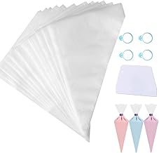 SNAIL GARDEN Pastry Piping Bag，200pcs 12" Extra Thick Pastry Piping Bags-Icing Bags Set Includes 4 Icing Bags Ties+1 Icing Smoother, Anti-Burst & Anti-Slip Cake/Cupcake Decorating Bag for All Size Couplers