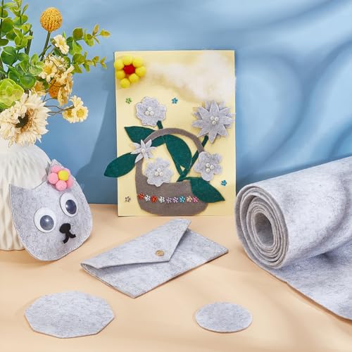 Image of BENECREAT 118x9.8 Inch Felt Fabric Roll, Craft Felt Cloth, 2mm Thick Single Face Light Grey Non-Woven Polyester Craft Fabric for Sewing Quilting, Handwork Project DIY