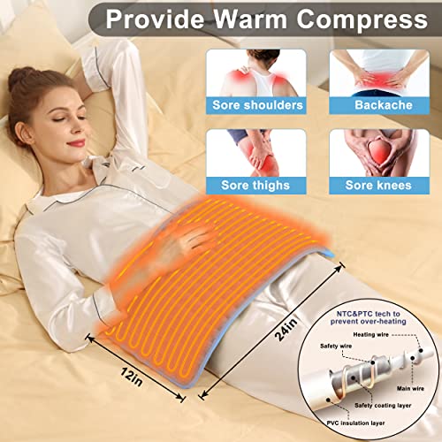 Image of Heating Pad Electric Heat Pad, Hot Heated Pad,Multiple Temp and Timer Settings,Suitable for Shoulders, Neck, arms, Abdomen, Back, Legs, etc. (Blue, 24 inchX12 inch)