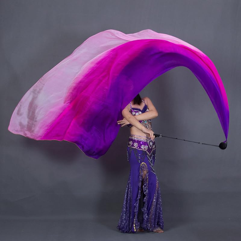 Velo de danza del vientre de seda rectangular de 2,5m con colores contrastantes 3