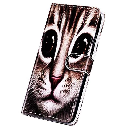 Surakey Kompatibel för Huawei P20 Pro plånboksfodral, handgjort plånboksfodral stående fodral kreditkort skydd folio PU-läder granit marmor natursten texturerat mönster magnetisk stängning, garfield katt