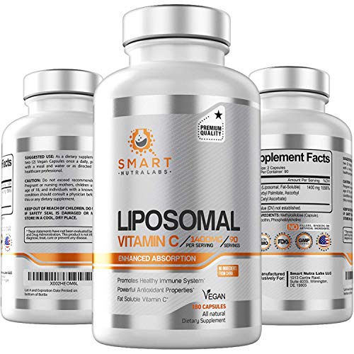 Liposomal Vitamin C 1400mg- 180 Vegan Capsules- China Free Ingredients, Fat Soluble High