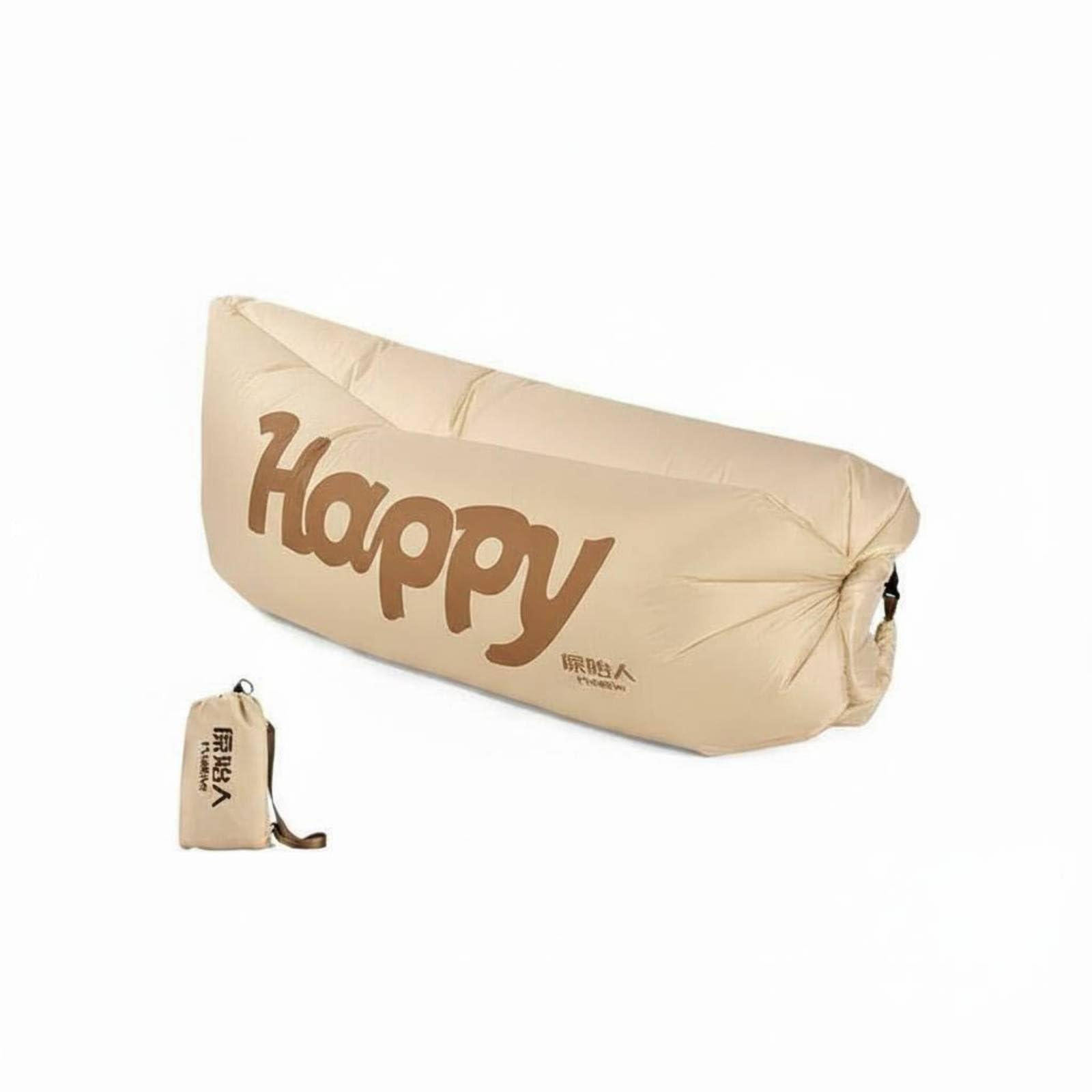 Lightweight Air Sofa No Pump Needed Inflatable Lounger Quick Inflation Lazy Bag Lounger Foldable for Camping, Music Festivals, Picnics, Backyard, Happy Face-image-30