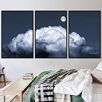3 Piece Framed Canvas Wall Art Lunar Canvas Prints Home Artwork Decoration for Living Room,Bedroom - 16
