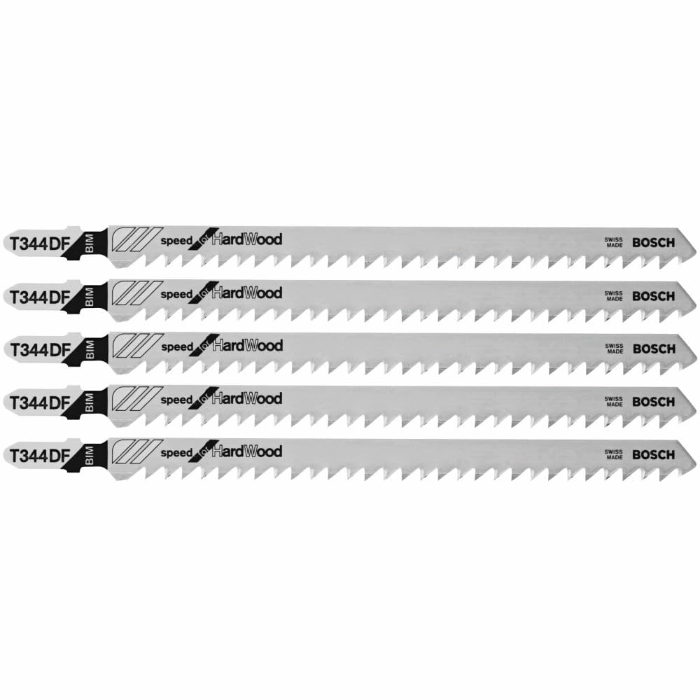 Bosch T344DF 5 pc. 6 in. 6 TPI Speed for Hardwood T-Shank Jig Saw Blades