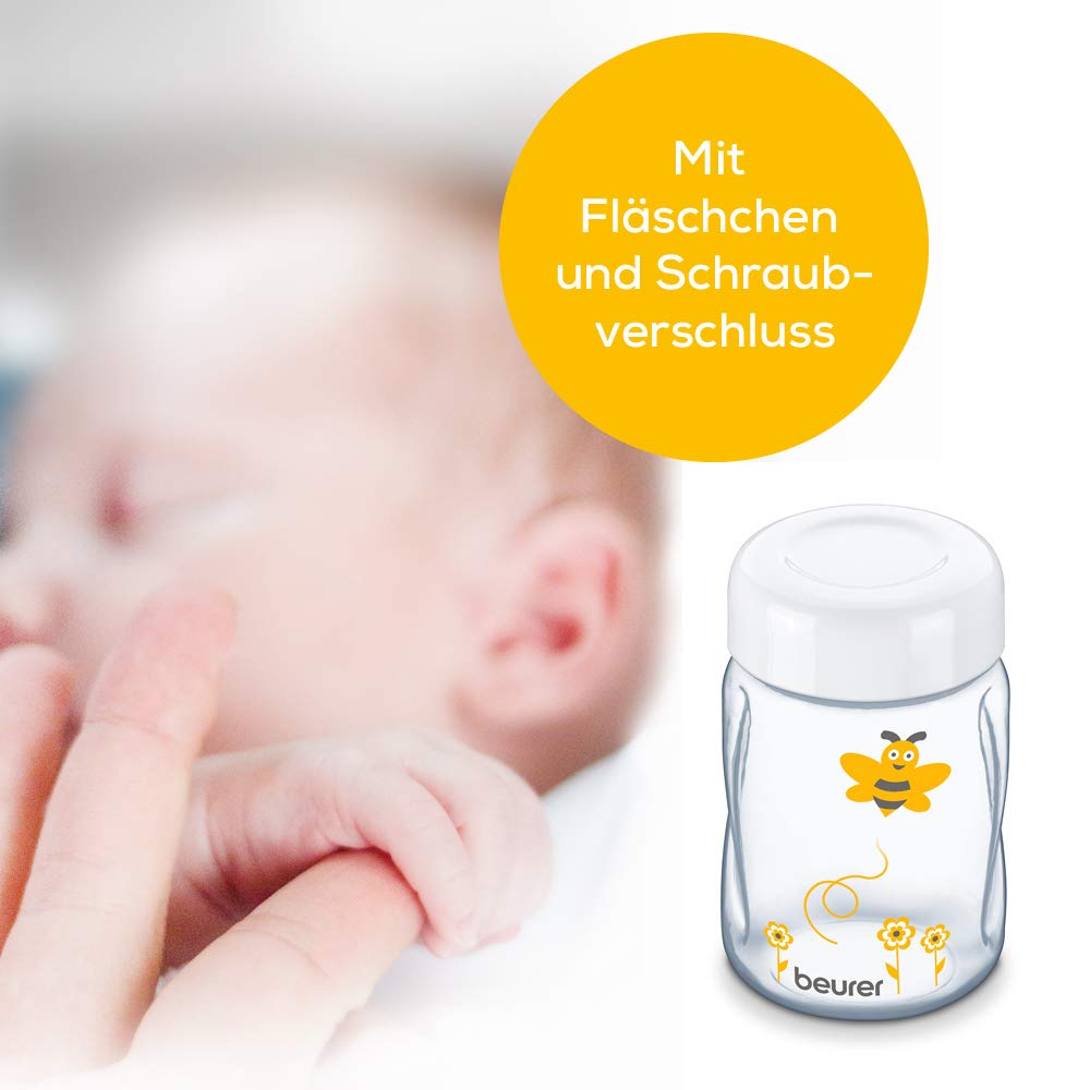 Beurer BY 40 elektrische Milchpumpe mit Stimulationsmodus und Memory-Funktion, inkl. Avent- und NUK-Adapter