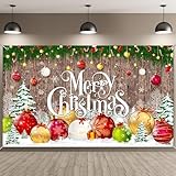 Christmas Backdrop Merry Christmas Party Decoration Christmas Photo Banner Signs Xmas Photography Background Photo Props for Winter New Year Xmas Eve Family Party Decoration Supplies (Large Xmas Ball)