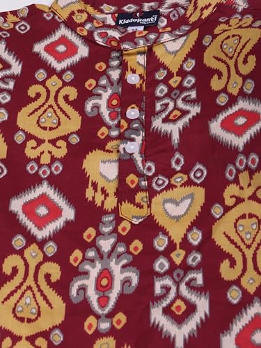 Image of KiddoPanti Boys 100% Cotton Ethnic Motif Printed Short Length Kurta
