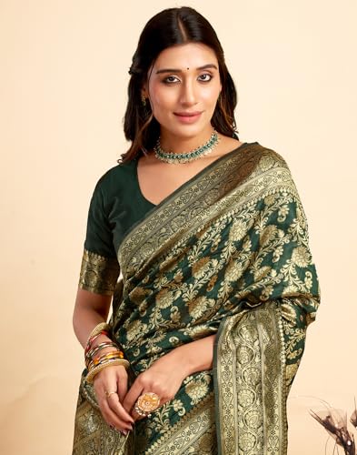 Image of SIRIL Women's Banarasi Silk Saree Pure Silk Saree With Unstitched Blouse Piece