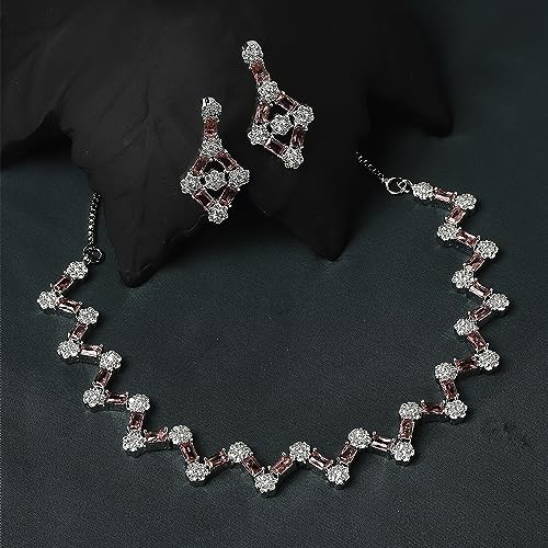 Rhodium-Plated American Diamond Necklace Set