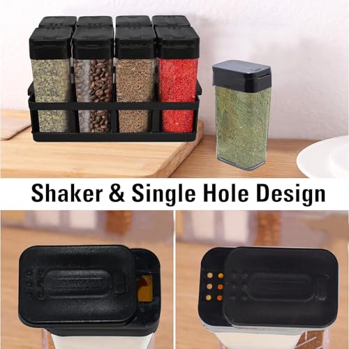 Image of AACHEN Small 8 Pcs Sets Airtight Masala Box For Kitchen Masala Container For Kitchen Spice Jars Multi Storage Container For Spice Storage Container With Tray Spice Jars (Black)
