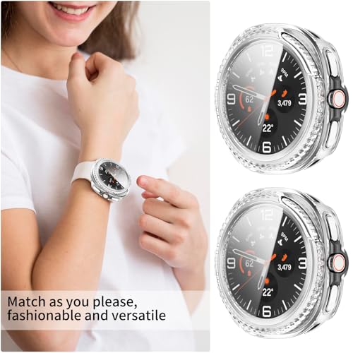 Funda Samsung Galaxy Watch 8 Classic 46mm de PC rígido transparente con cristal templado 7