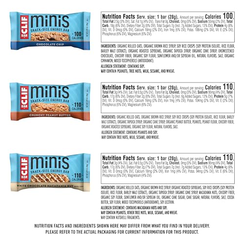 CLIF BAR Minis - Variety Pack - Made with Organic Oats - 4-5g Protein - Non-GMO - Plant Based - Snack-Size Energy Bars - 0.99 oz. (30 Count) - Image 3